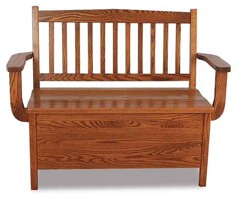 Amish Low Back Regular Mission Storage Bench - Click Image to Close