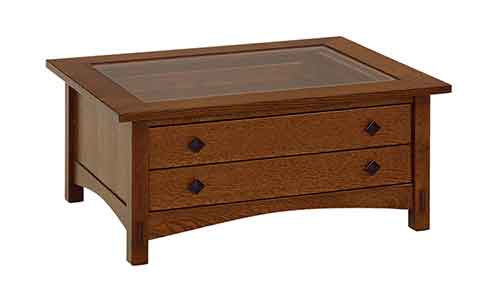 Amish Springhill Cabinet Glass Top Coffee Table - Click Image to Close