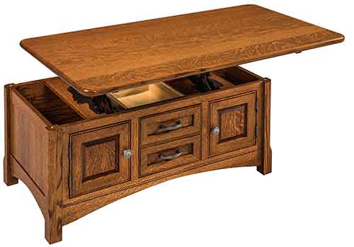 Amish West Lake Cabinet Lift Top Coffee Table - Click Image to Close