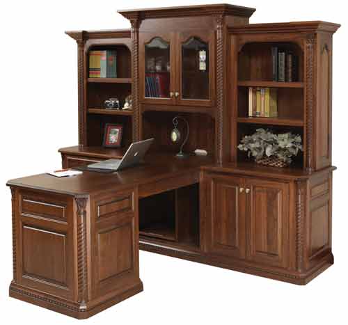 Amish Lexington Partner Desk with Optional 3 Piece Hutch - Click Image to Close