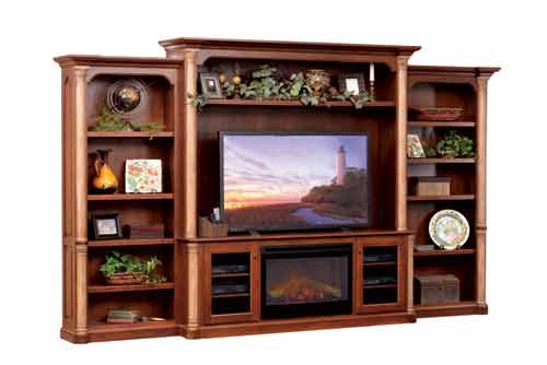 Amish Jefferson Premier Entertainment with Fireplace - Click Image to Close