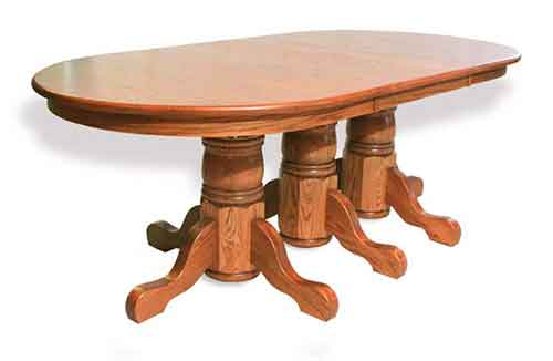 Amish Made Triple Single Pedestal Table - Click Image to Close