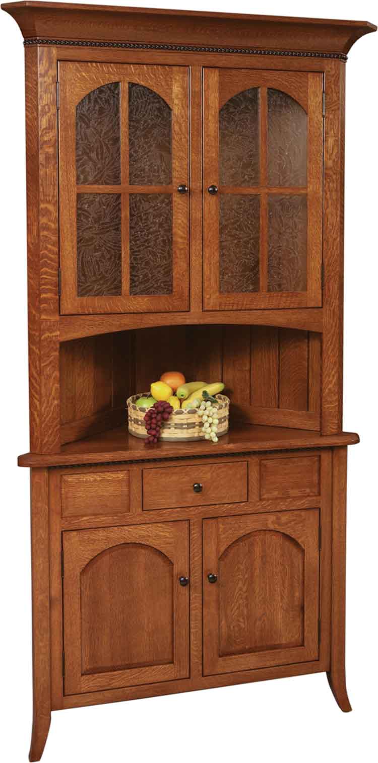 Amish Bunker Hill Corner Hutch (Short w/ 1-Drawer) - Click Image to Close