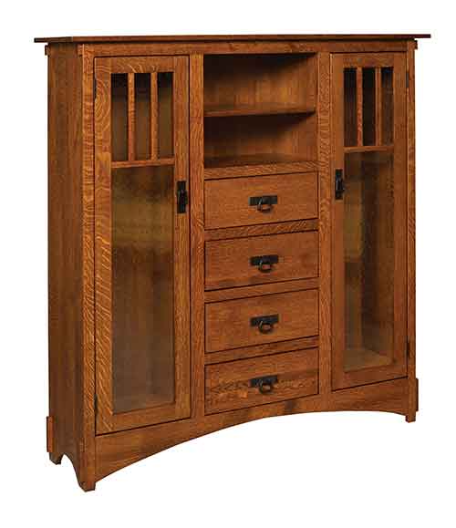 Amish Mission Display Bookcase w/drawers [HBHDMB17]