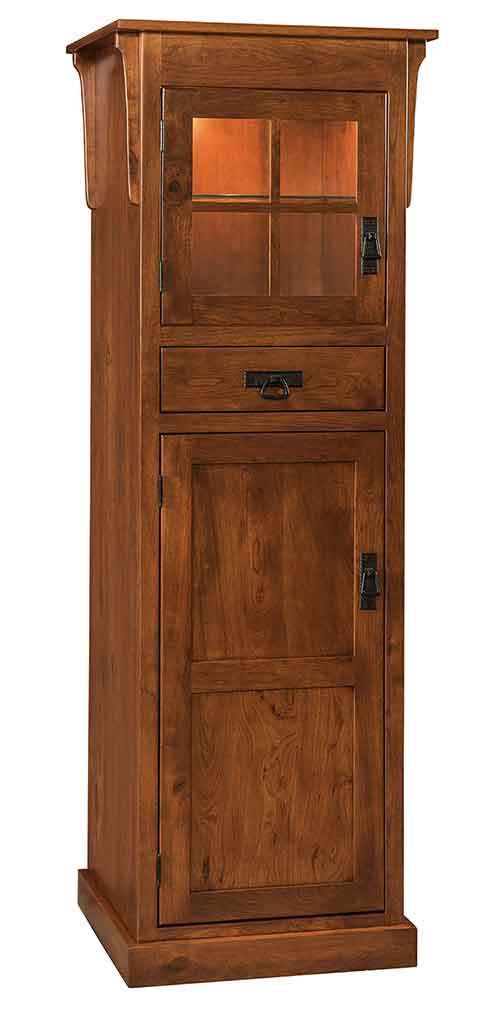 Amish Heritage Mission 2-Door Pantry w/ drawer & light - Click Image to Close