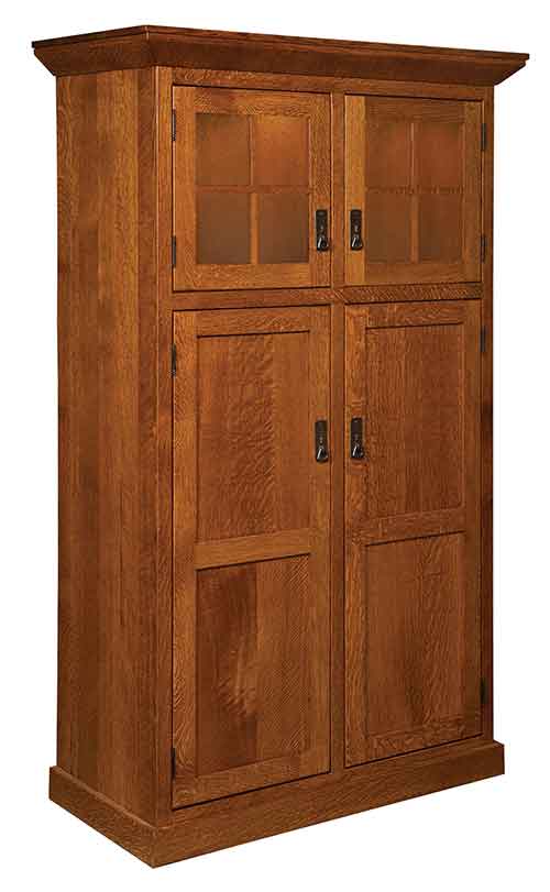 Amish Stickley Heritage Mission 4-Door Pantry w/ rollout shelf & - Click Image to Close