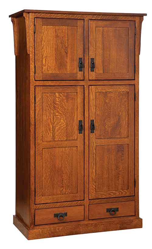 Amish Mission 4-Door Pantry w/ drawer - Click Image to Close