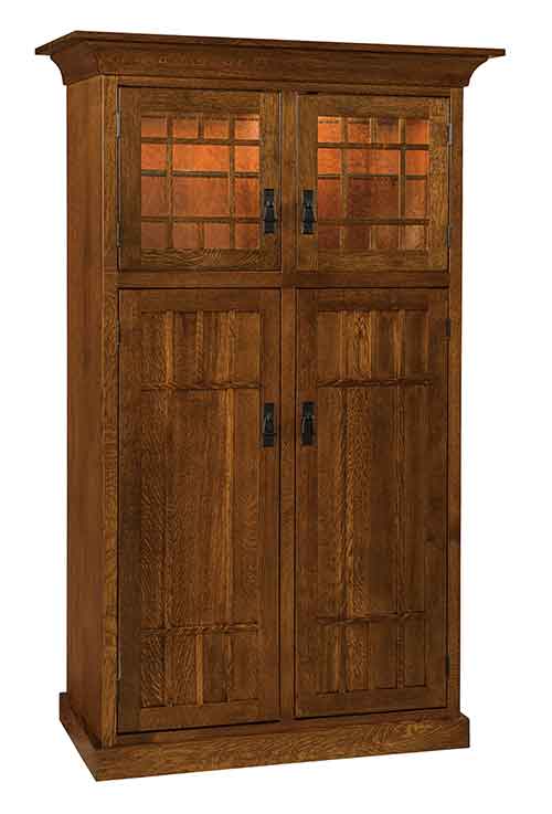 Amish Norwest Mission 4-Door Pantry w/ light - Click Image to Close