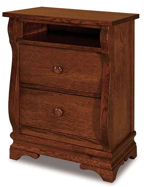 Amish Chippewa Sleigh 2 Drawer Nightstand with Opening