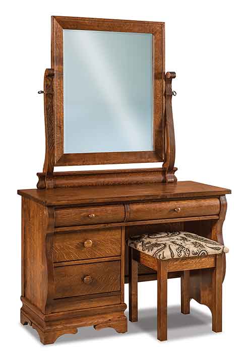 Amish Chippewa Sleigh 4 Drawer Vanity Dresser