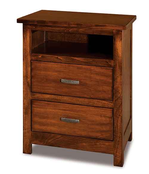 Amish Flush Mission 2 Drawer Nightstand with Opening