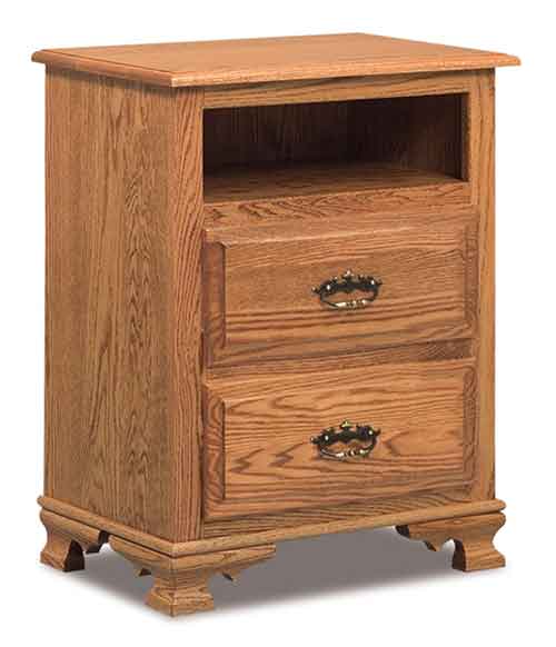 Amish Hoosier Heritage 2 Drawer Nightstand with Opening - Click Image to Close