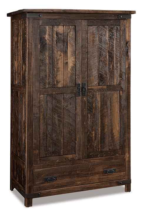 Amish Ironwood Wardrobe Armoire; 1 adj. rod, 1 adj. shelf - Click Image to Close