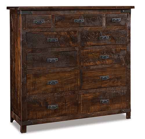Amish Ironwood 11 Drawer Double Chest - Click Image to Close