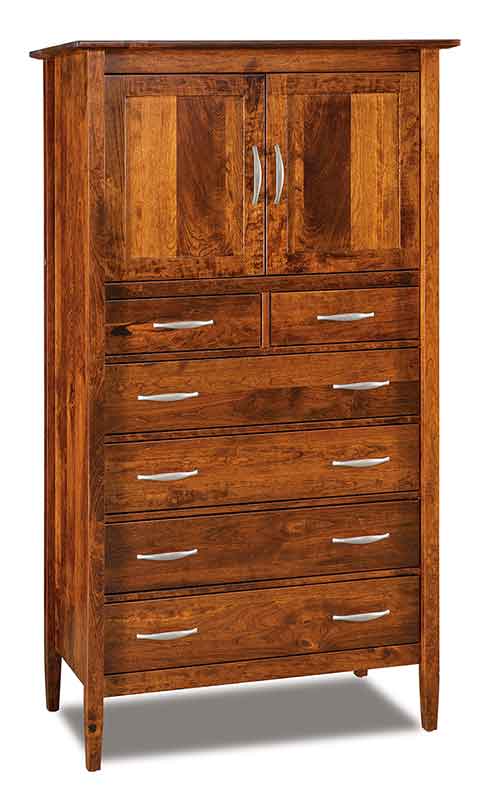 Amish Imperial Chest Armoire; 6 drawer, 2 door, 1 adj. shelf - Click Image to Close