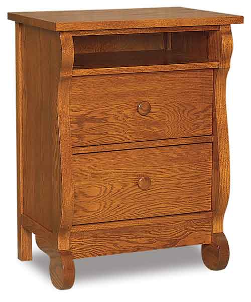 Amish Old Classic Sleigh 2 Drawer Nightstand - Click Image to Close