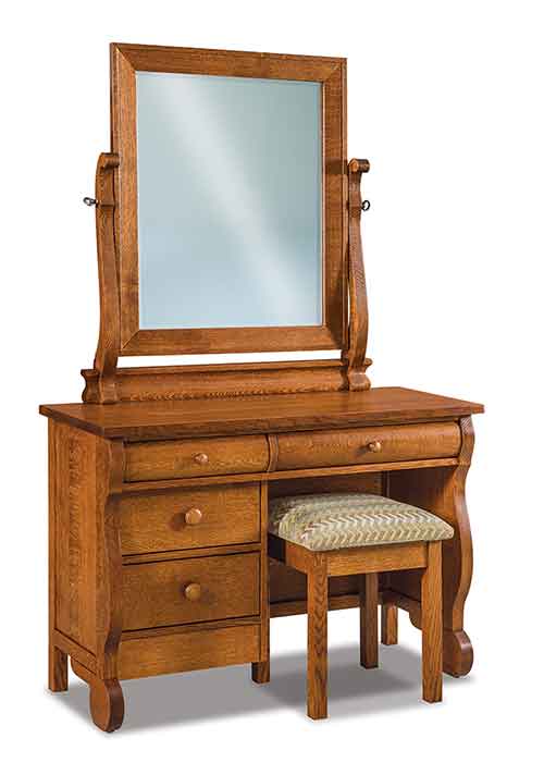 Amish Old Classic Sleigh 4 Drawer Vanity Dresser - Click Image to Close