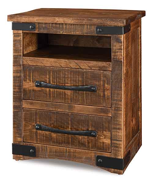 Amish Orewood 2 Drawer Nightstand w/opening - Click Image to Close
