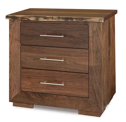 Amish Live Edge 3 Drawer Nightstand - Click Image to Close