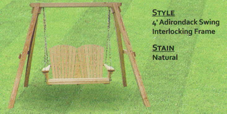 Pine Outdoor 4 Foot Adirondack Swing - Click Image to Close