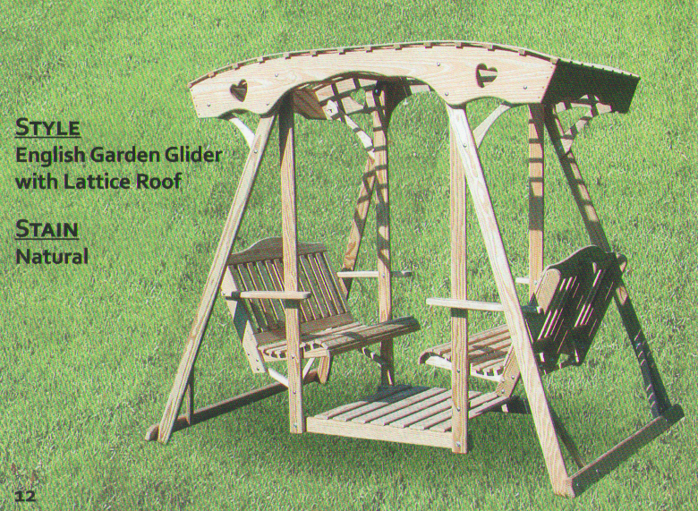 Pine Outdoor English Garden Glider with Lattice Roof - Click Image to Close
