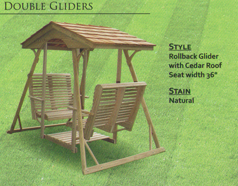 Pine Outdoor Rollback Glider with Cedar Roof [LOP21]