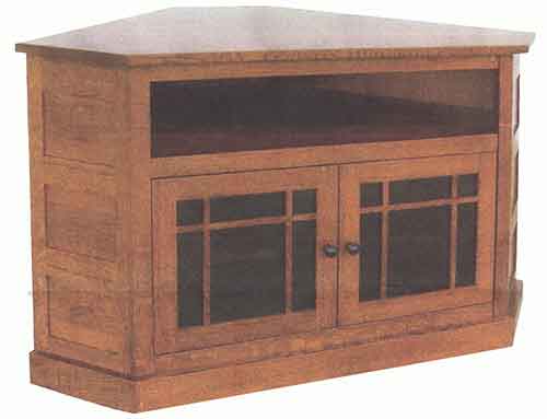 Amish Granny Mission Corner TV Cabinet w/Enclosed Base - Click Image to Close