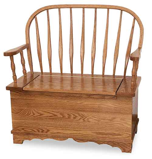 Amish Bent Feather Bow Storage Bench - Click Image to Close
