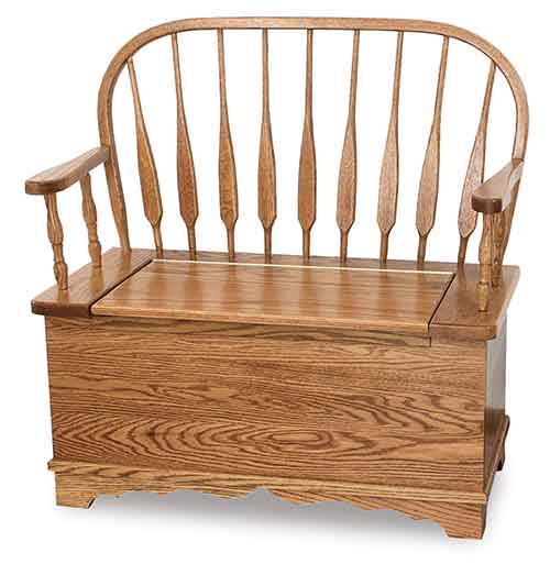 Amish Low Feather Bow Storage Bench - Click Image to Close