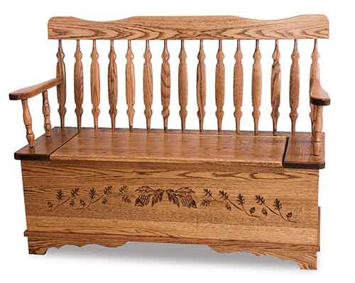 Amish Royal Arrow Acorn Storage Bench