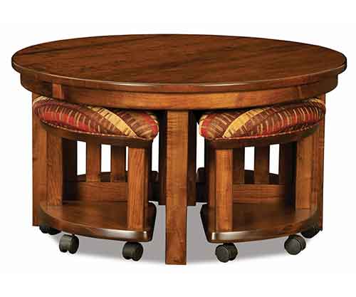 (image for) Amish Five Piece Round Table/Bench Set