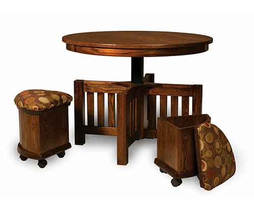 Modal Additional Images for Amish Five Piece Round Table/Bench Set w/ Storage