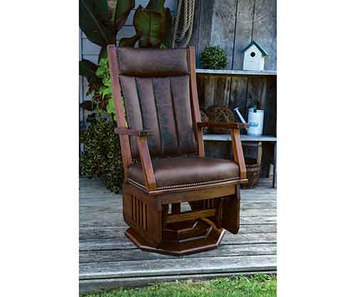 Amish Made Mission Swivel Glider,platform base,slat side