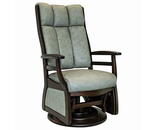 Amish Made Sierra High Back Swivel Glider, Wood Arms