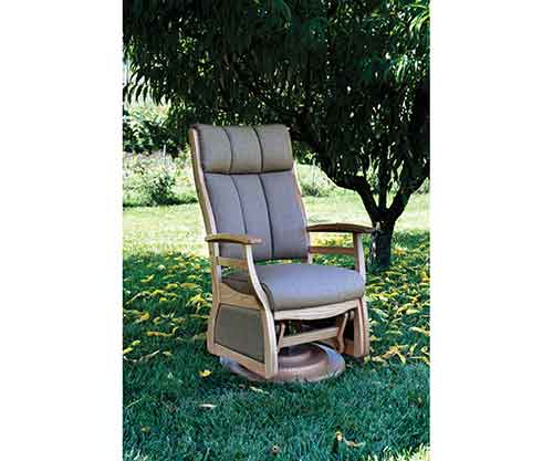 Amish Made Sierra High Back Swivel Glider, Wood Arms