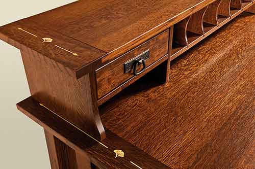 Amish Top Shelf & Drawers for Morgan Desks w/Mesa Inlay