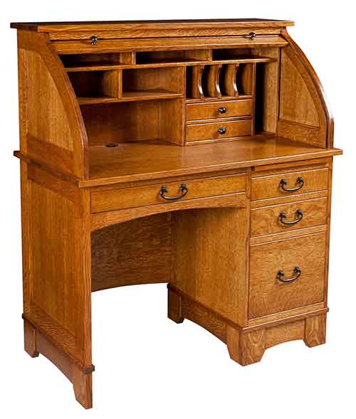 Amish Noble Mission Rolltop Desk - Click Image to Close