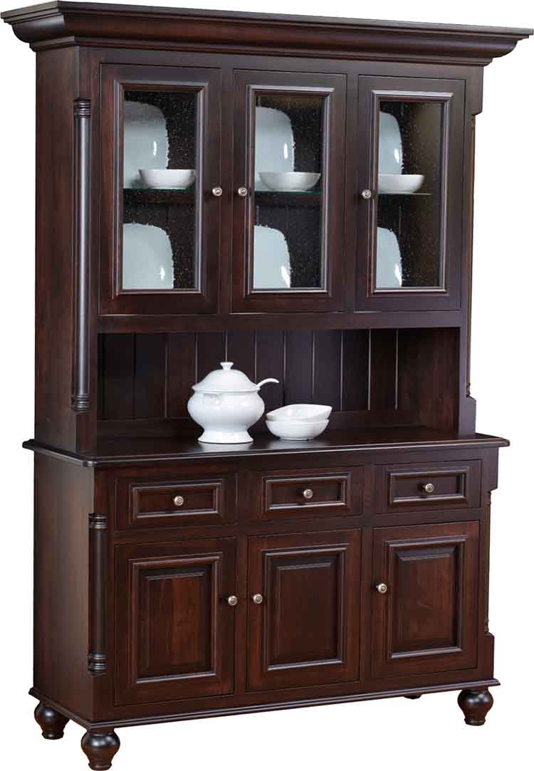 Amish European 3-Door Hutch (Short w/ 3-Drawers)