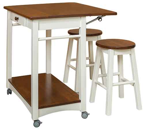 Amish Guest Server w/Bar Stools - Click Image to Close