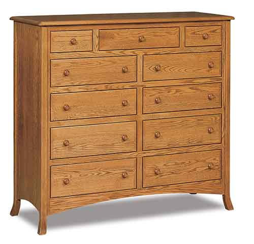 Amish Carlisle 11 Drawer Double Chest - Click Image to Close