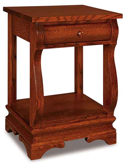 Amish Chippewa Sleigh 1 Drawer Nightstand with opening