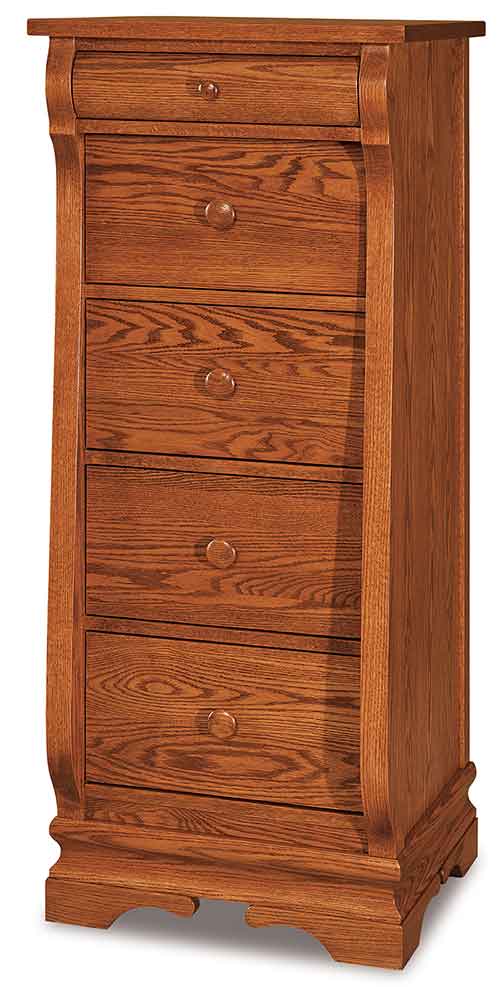 Amish Chippewa Sleigh 5 Drawer Lingerie Chest - Click Image to Close