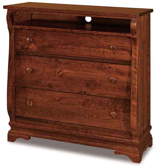 Amish Chippewa Sleigh 3 Drawer Media Chest - Click Image to Close