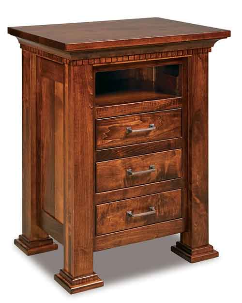 Amish Empire 3 Drawer Nightstand with opening - Click Image to Close