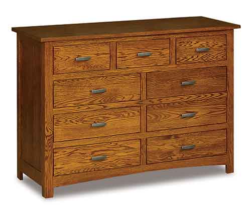 Amish Flush Mission 9 Drawer 59" Mule Dresser