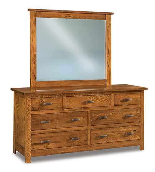 Amish Flush Mission 7 Drawer 66" Dresser - Click Image to Close