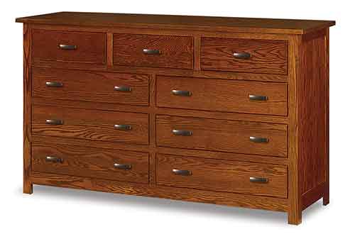 Amish Flush Mission 9 Drawer 72" Mule Dresser - Click Image to Close