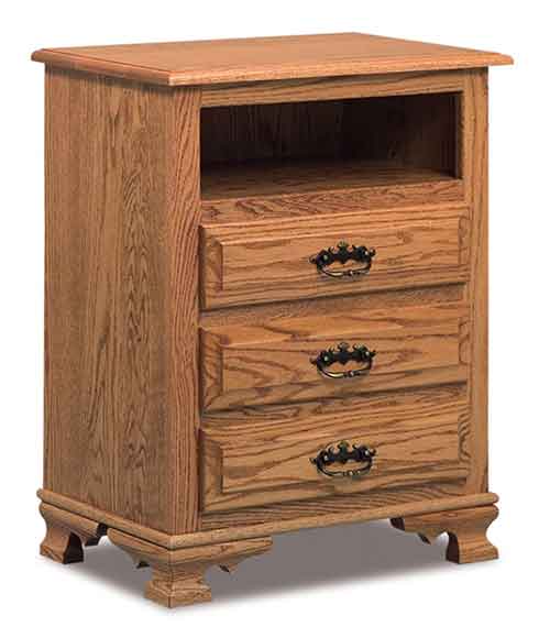 Amish Hoosier Heritage Taller 3 Drawer Nightstand with opening - Click Image to Close