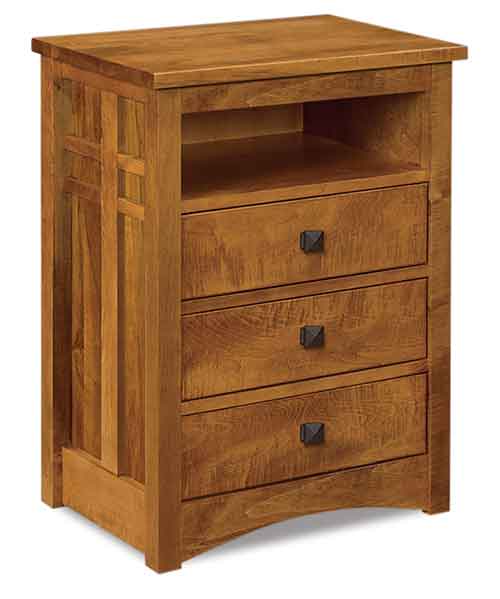 Amish Kascade 3 Drawer Nightstand with opening - Click Image to Close