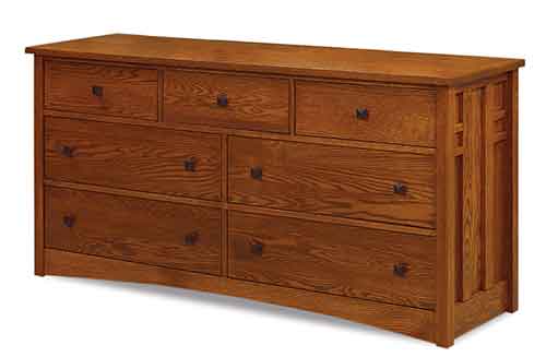 Amish Kascade 7 Drawer 71" Dresser - Click Image to Close